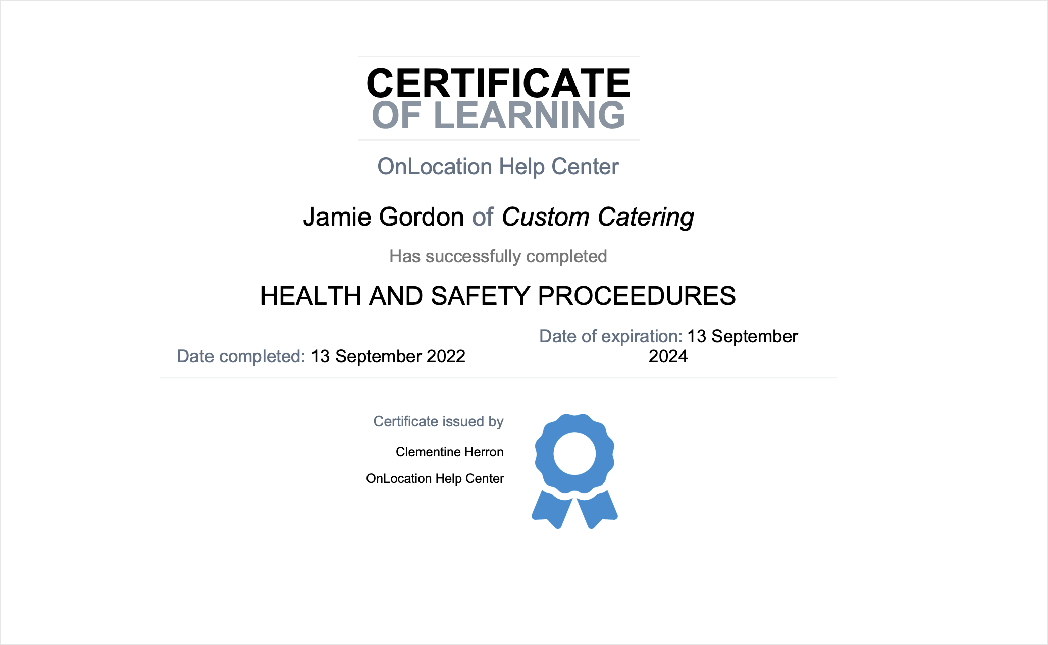 Set Up A Certificate Template For An Induction Course MRI OnLocation 