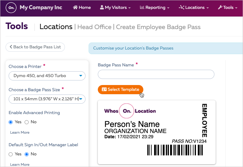 Set up a badge pass template WhosOnLocation Help Center