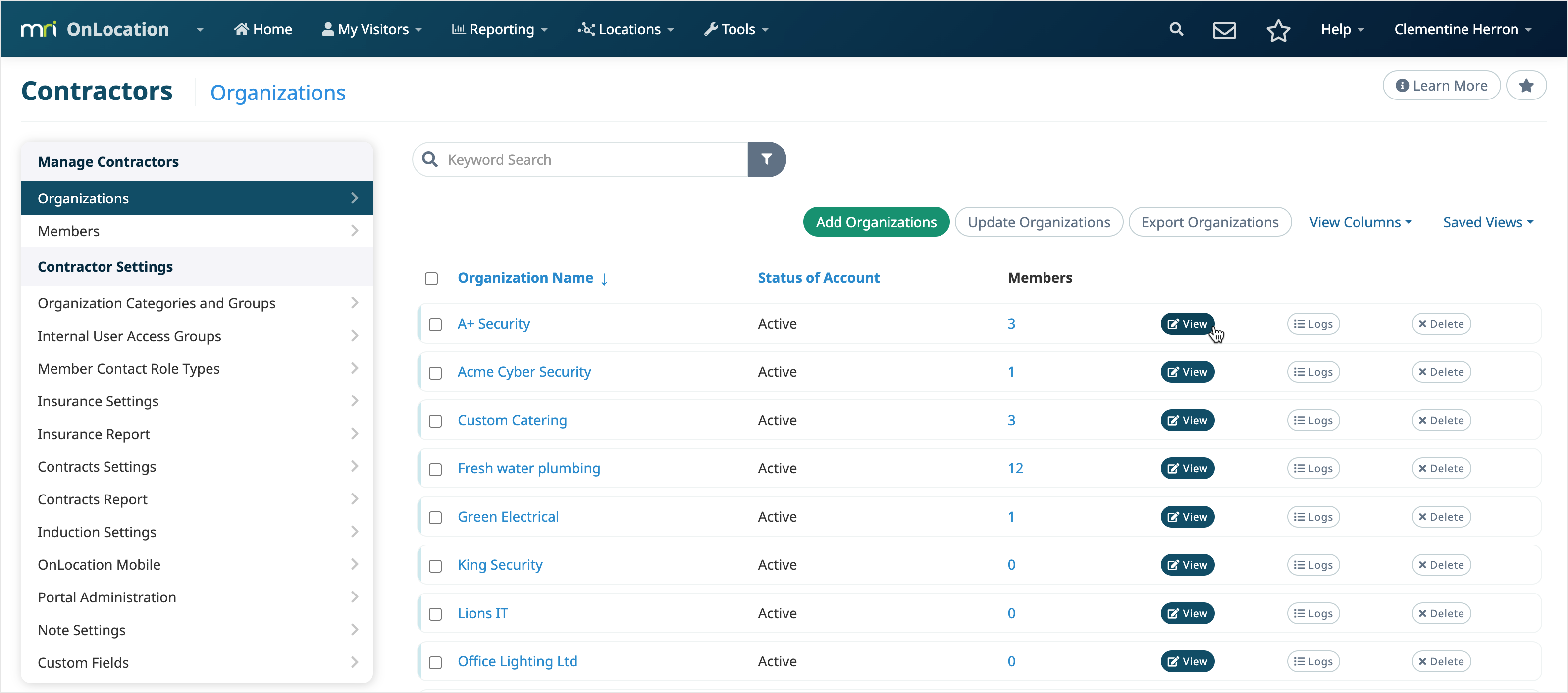 Contractor organization profiles – MRI OnLocation | Help Center