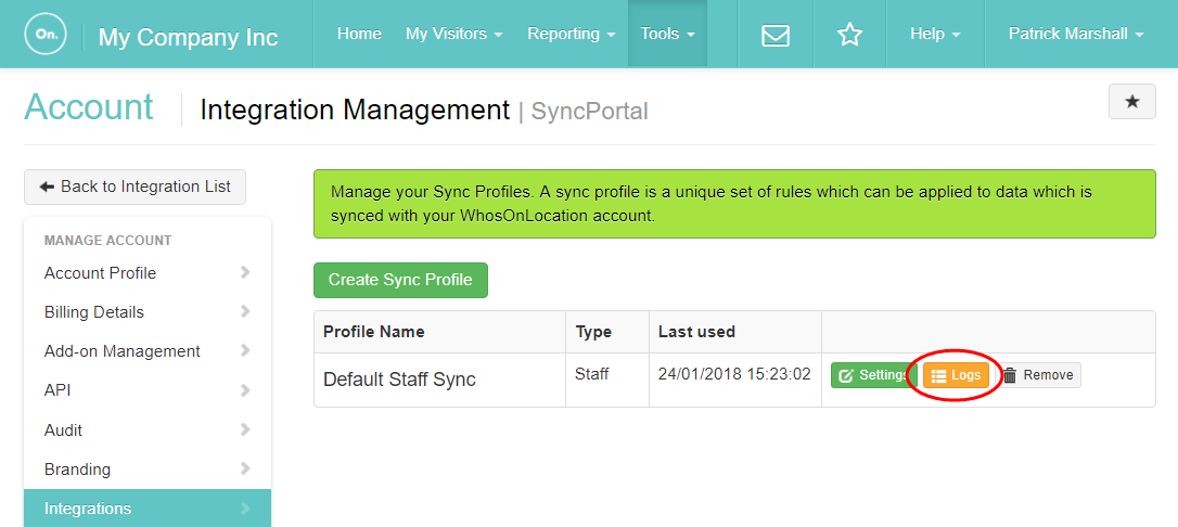 Sync Profile Logs – WhosOnLocation | Help Center